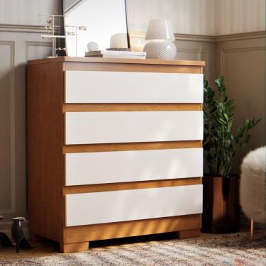 Imagem de Cômoda 4 Gavetas para Quarto Espaçosa em MDP/MDF – Design Moderno, Ampla Organização de Roupas e Acessórios