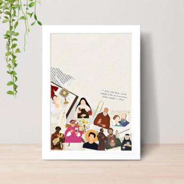 Imagem de Quadro Frases Católicas Devoção Fé A4 C/ Moldura e Vidro 04 Cor: Branc