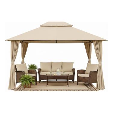 Imagem de Tenda Gazebo Quadrada 3x3 Aco E Poliester Premium - Ventura Bege