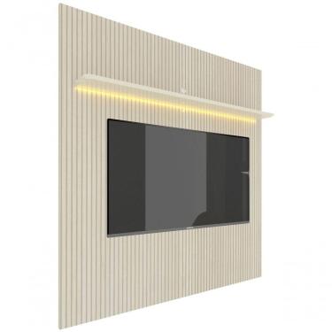 Imagem de Painel Para Tv 2.2 Ripado 3d Com Led Requinte Off White - Gelius Móveis