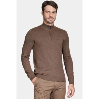 Imagem de Tricot Aramis Manga Longa Meio Zíper Logo Surton Castor-Masculino