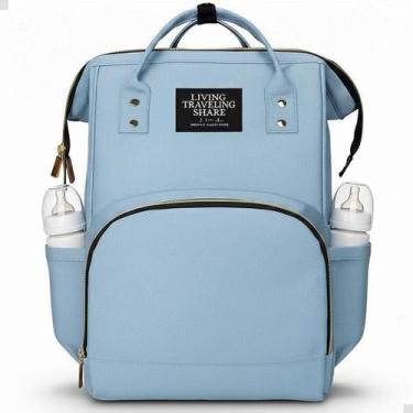 Imagem de Mochila Maternidade Cor ul Bebê Mamadeira Reforçada - Lorben