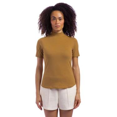 Imagem de Camiseta Olympikus Comfy Gola Alta Feminina, Marrom, GG