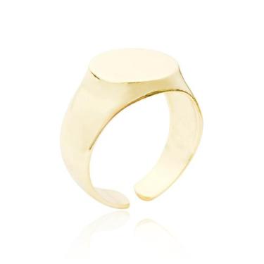 Imagem de Anel Feminino Ajustável Polido Banhado a Ouro 24k Redondo Liso - Tropi