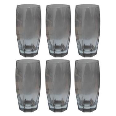 Imagem de Jogo de 6 Copo Florence Vidro Cinza 370ML Bebidas Drinks - PRATICASA, 