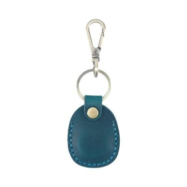 Imagem de Chaveiro De Couro Genuíno Artesanal Com Suporte Para AirTag, Cartão De