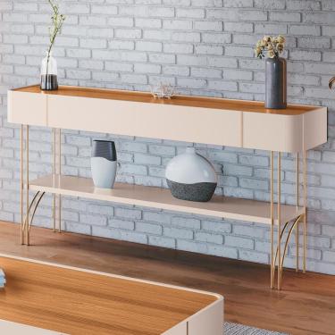 Imagem de Aparador Para Sala De Estar Pés De Aço Gianni H01 Off White/cinamomo - Mpozenato
