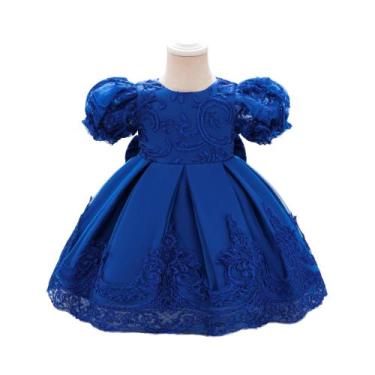 Imagem de Vestido De Festa Para Bebê Princesa Com Laço Grande Para 1º Aniversári