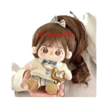 Imagem de Boneca De Algodão Kawaii De 20cm, Menina Fofa Com Cabelos Castanhos, B