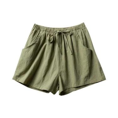 Imagem de Shorts De Linho Preto De Cintura Alta Para Mulheres, Casuais, Para Aca
