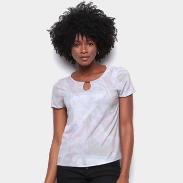 Imagem de Blusa Gris Estampada Manga Curta Feminina-Feminino