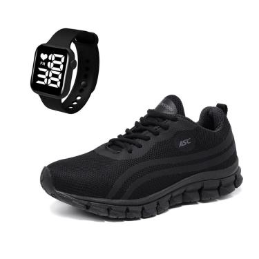 Imagem de Combo Tênis Masculino Com Relogio Quadrado Ideal para Caminhar, Treinar e Usar no Dia a Dia-Masculino