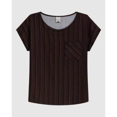 Imagem de Blusa Ampla Feminina Estampada Detalhe Bolso Frontal Em Viscose Stretch-Feminino