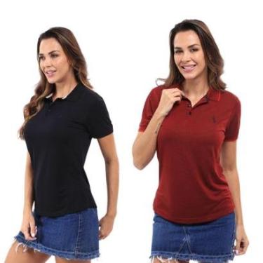 Imagem de Kit 2 Camisa Polo Feminina Piquet Viscose Casual-Feminino