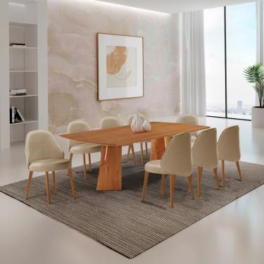 Imagem de Mesa Florida Tampo Barril Laminado E 8 Cadeiras Suiça Turim/imbuia Nat/cinam. Imbuia