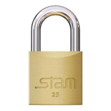 Imagem de Cadeado Chave Latão Maciço Stam 25mm Não Enferruja Resistente Robusto 