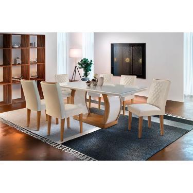Imagem de Sala De Jantar Milena Tampo Vidro 6 Cadeiras Qr Imbuia