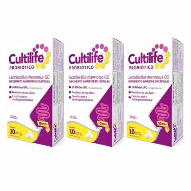 Imagem de Kit 3 Un Cultilife Probiótico Lactobacillus Airela 10 Cápsulas