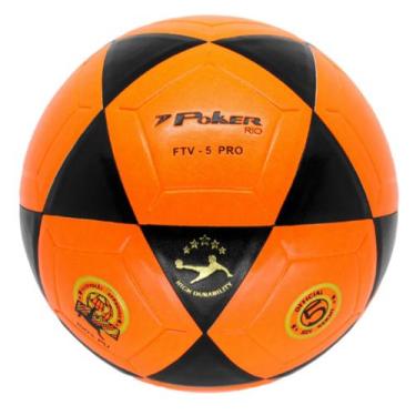 Imagem de Bola de Futevolei Vulcanizada Rio PU Poker, Laranja, Preto