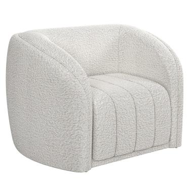 Imagem de Poltrona Decorativa Para Sala De Estar Lazio M03 Bouclê Branco - Lyam Decor