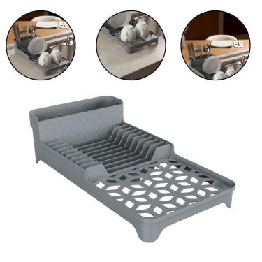 Imagem de Escorredor de Louças Pia Premium para Pratos Talheres e Copos em Plástico com Design Funcional para Pia Cinza UZ