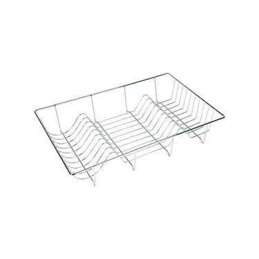 Imagem de Escorredor de Louça Ferro Aramado Cromado 18 Pratos para Secagem em Bancada Prata Thika Importadora