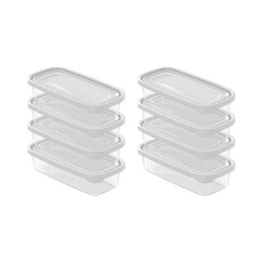 Imagem de Kit Pote Porta Mantimentos Marmita Alimentos Freezer Microondas Branco