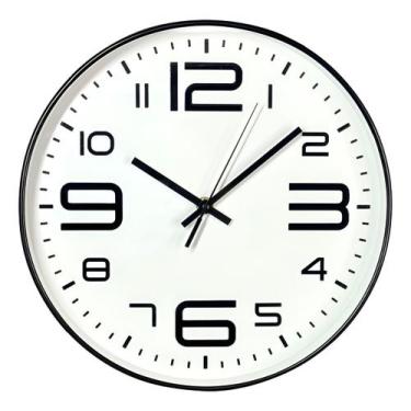 Imagem de Relógio De Parede Decorativo Moderno Cozinha Sala 24cm Preto Branco - 