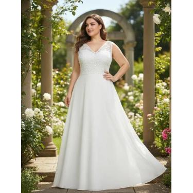 Imagem de Vestido Noiva Longo 60 Plus Size Festa Renda Casamento Civil - Bella F