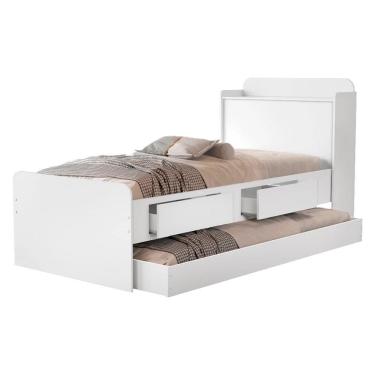 Imagem de Bicama Solteiro 2 Gavetas 220X98 cm Com Bau E Cama Auxiliar MDF Decmade