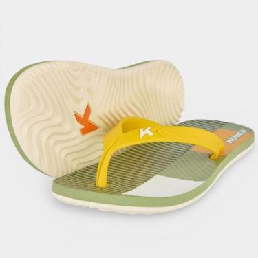 Imagem de Chinelo Kenner Summer Grid Masculino - Verde e Amarelo - 40, 40