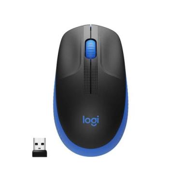 Imagem de Mouse Sem Fio Wireless Logitech M190az Preto Azul Ergonômico, Azul
