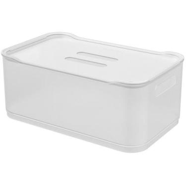 Imagem de Cesta Organizadora Grande com Tampa Coza Fit 30,5 x 18,5 x 12,4cm Natu