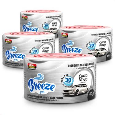 Imagem de Kit 4 Cheirinhos Aromatizante Breeze Gel Carro Novo Proauto 60g