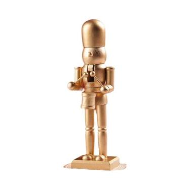 Imagem de Quebra-Nozes De Madeira Dourado Artesanal: Boneco Soldado Para Decoraç