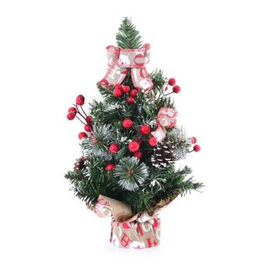 Imagem de Árvore De Natal Pinheiro Decorada Laços Pinhas Frutas 30cm - Wincy