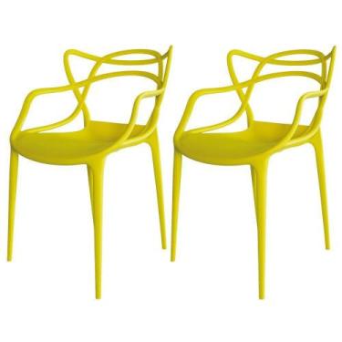 Imagem de Kit 02 Cadeiras Decorativa Amsterdam Amarelo - Facthus