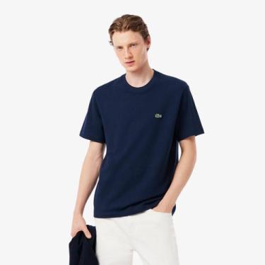 Imagem de Camiseta de Piqué Pesado em Algodão e Linho - Lacoste, G, Azul marinho