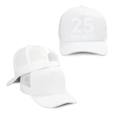 Imagem de Kit 25 Boné Liso Telinha Aba Curva Atacado Sublimação - Líso, Branco, 
