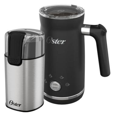 Imagem de Kit Moedor de Café Elétrico Inox e Espumador de Leite 4 em 1 OMLK100 300ML 220V Oster