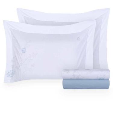 Imagem de Jogo Cama Lençol King 300 Fios Naturalle Lotus Azul