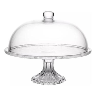 Imagem de Prato para bolo com pe e tampa deli diamond 30cm x 23,5cm vidro - Lyor