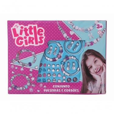 Imagem de Kit Miçangas My Little Girls com Pulseiras Brilhantes para Crianças Estimula Criatividade Plástico Miçangas Coloridas