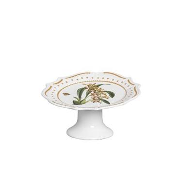 Imagem de Prato de Bolo com Pé Lauren Valentina para Servir e Decorar em Cerâmica com Design Floral Elegante para Mesa de Jantar