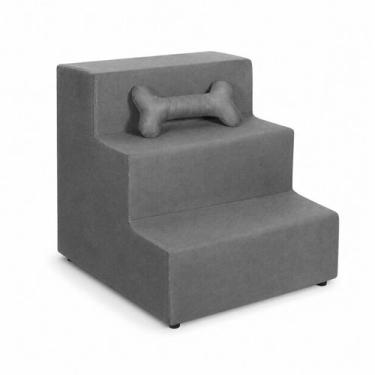 Imagem de escada pet cachorro gato 3 degraus em suede anti derrapante - Vit Deco