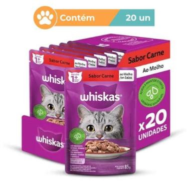 Imagem de Ração Úmida Whiskas Carne Gatos 20 Sachês 85g - Mars