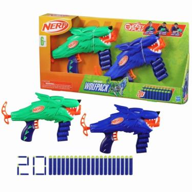 Imagem de Lança Dardos Nerf Wild Wolfpack Kit com 2 Lançadores e 20 Dardos Amarelo Hasbro