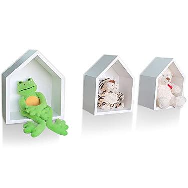 Imagem de Kit 3 Nichos de Parede Decorativo Casinha 32cm x 25cm x 16cm MDF Branco