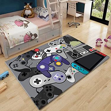 Imagem de Diumy Tapete para videogame, tapete para sala de jogos, tecido à mão, fibra de poliéster, tecido de algodão, linho, fibra de poliéster, antiderrapante, desenho, controlador de jogos, tapete para sala de estar - C 240 x 160 cm