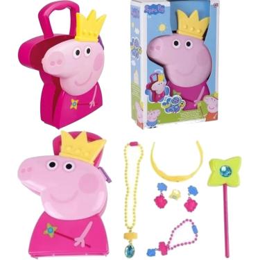 Imagem de Brinquedo Infantil Maleta Peppa Pig Joias Fantasia Princesa Fada com Coroa e Varinha de Condão Multikids - BR1302